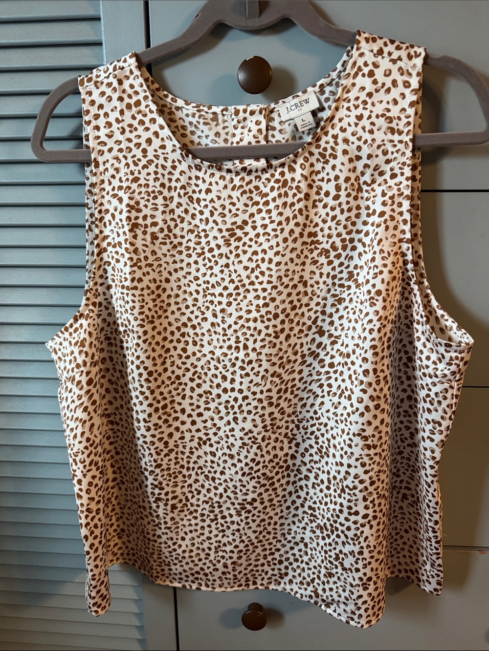 J. Crew Cream and Brown Leopard-Spot Sleeveless Top